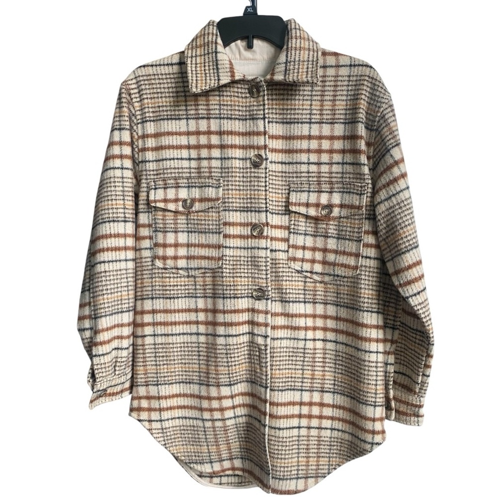 Joie Womens Oversized Flannel Shirt Shacket Cozy Comfortable Size XS